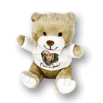 Stofftier mit bedrucktem T-Shirt zum selber gestalten